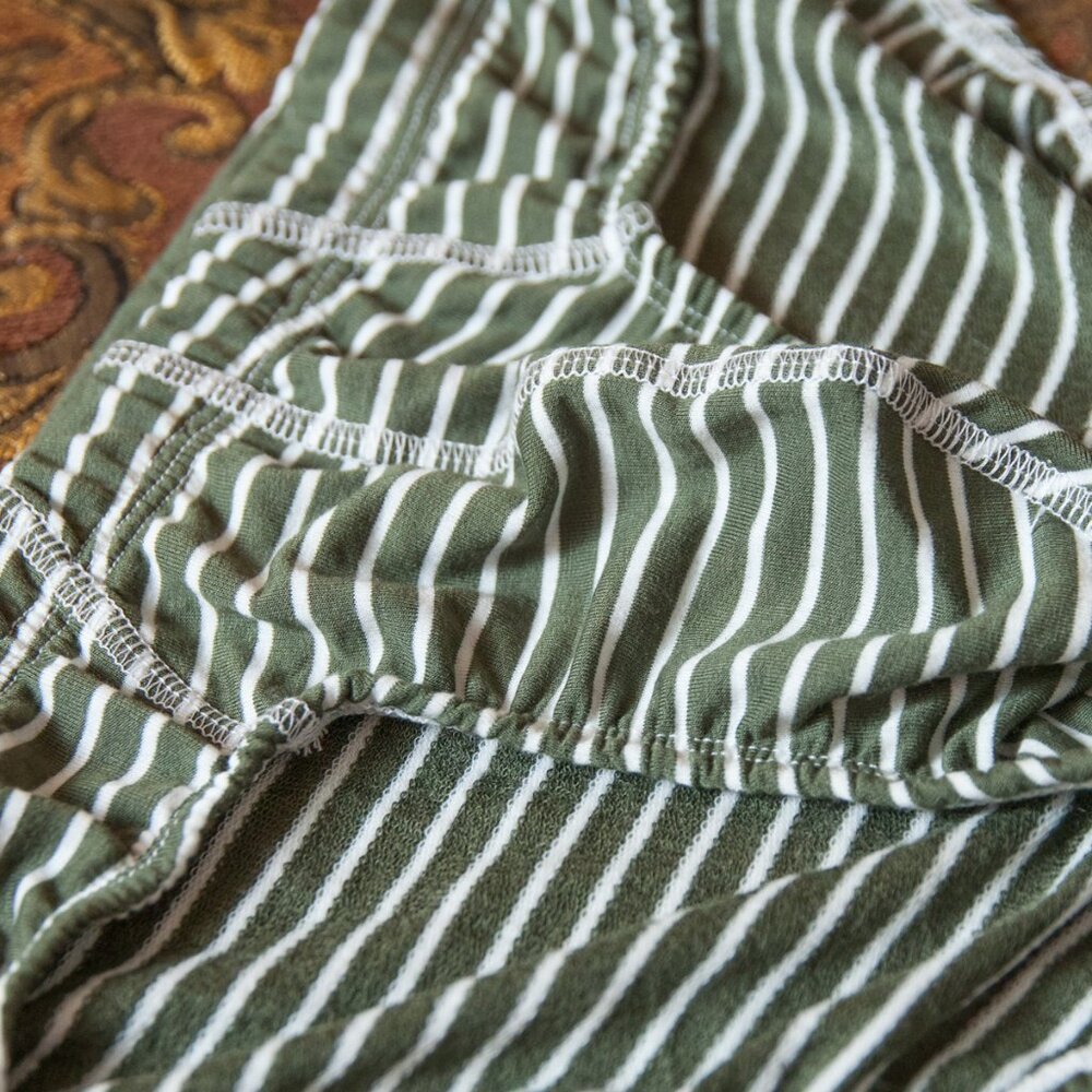 Mens Olive Green Color Striped Brief Handmade - Picture 5 of 6